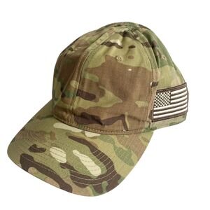 Outdoor Cap Tactical Multicam Camo Hat USA Flag Patch Adjustable Baseball Cap